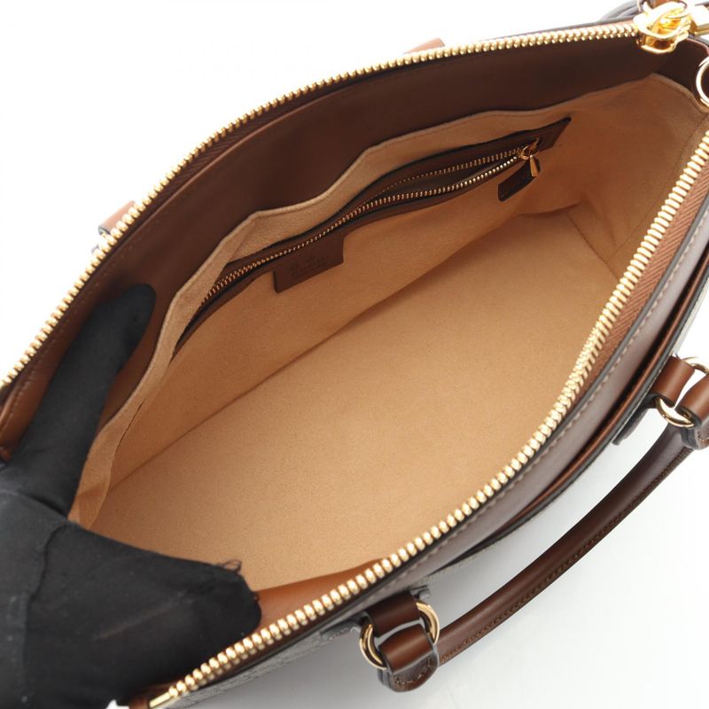 Gucci Tote Bag GG Supreme 779768 Beige/brown PVC Coated Canvas Leather 2way