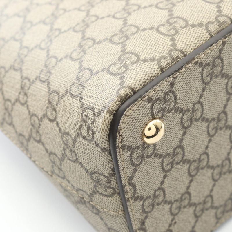 Gucci Tote Bag GG Supreme 779768 Beige/brown PVC Coated Canvas Leather 2way