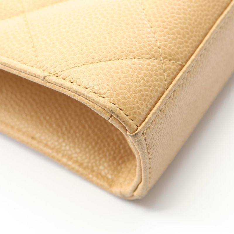 Chanel Briefcase Matelasse Beige Leather Calf Matelasse Business Bag Women Used