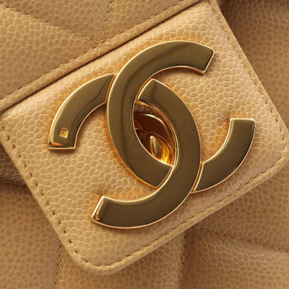 Chanel Briefcase Matelasse Beige Leather Calf Matelasse Business Bag Women Used