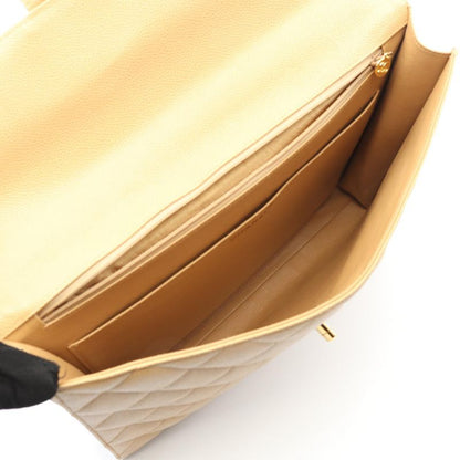 Chanel Briefcase Matelasse Beige Leather Calf Matelasse Business Bag Women Used