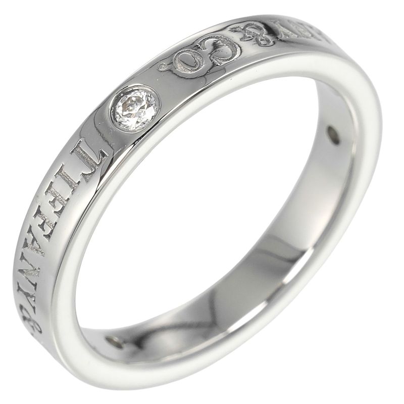 Tiffany & Co Flat Band Pt950platinum X 3P Diamonds #6.5 Ladies 4.6g Ring