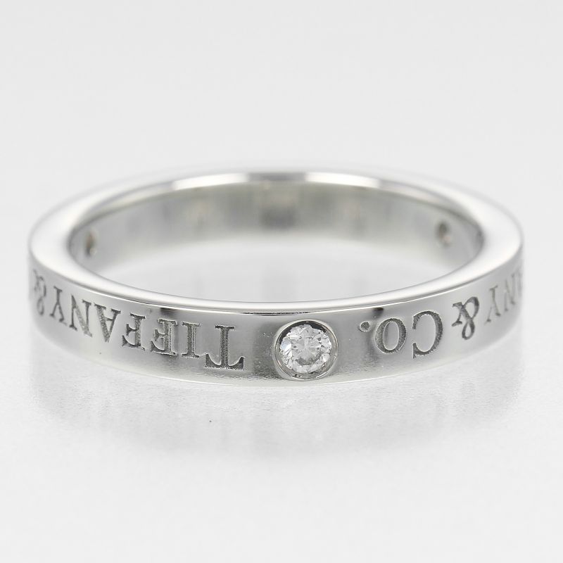 Tiffany & Co Flat Band Pt950platinum X 3P Diamonds #6.5 Ladies 4.6g Ring