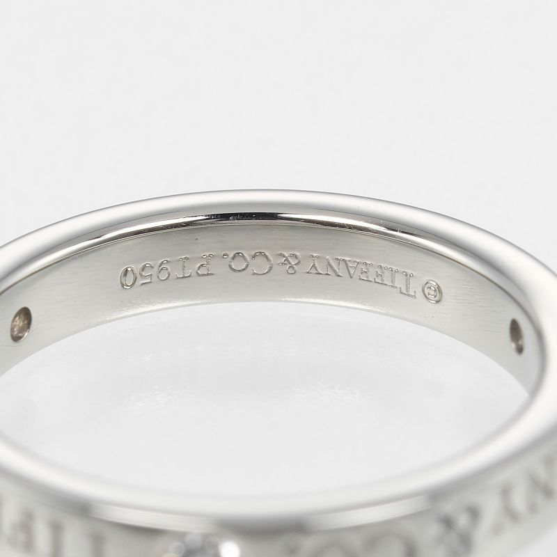 Tiffany & Co Flat Band Pt950platinum X 3P Diamonds #6.5 Ladies 4.6g Ring