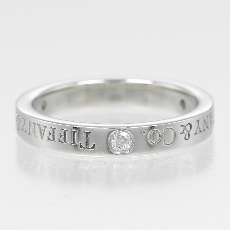 Tiffany & Co Flat Band Pt950platinum X 3P Diamonds #6.5 Ladies 4.6g Ring