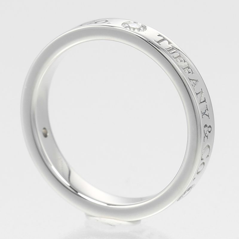 Tiffany & Co Flat Band Pt950platinum X 3P Diamonds #6.5 Ladies 4.6g Ring