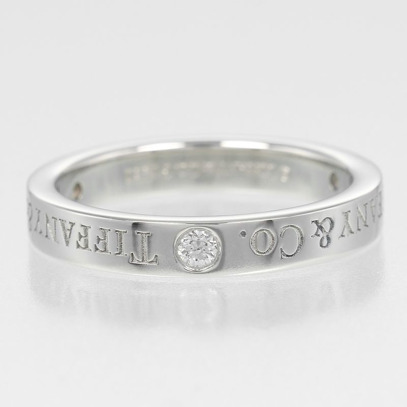 Tiffany & Co Flat Band Pt950platinum X 3P Diamonds #6.5 Ladies 4.6g Ring