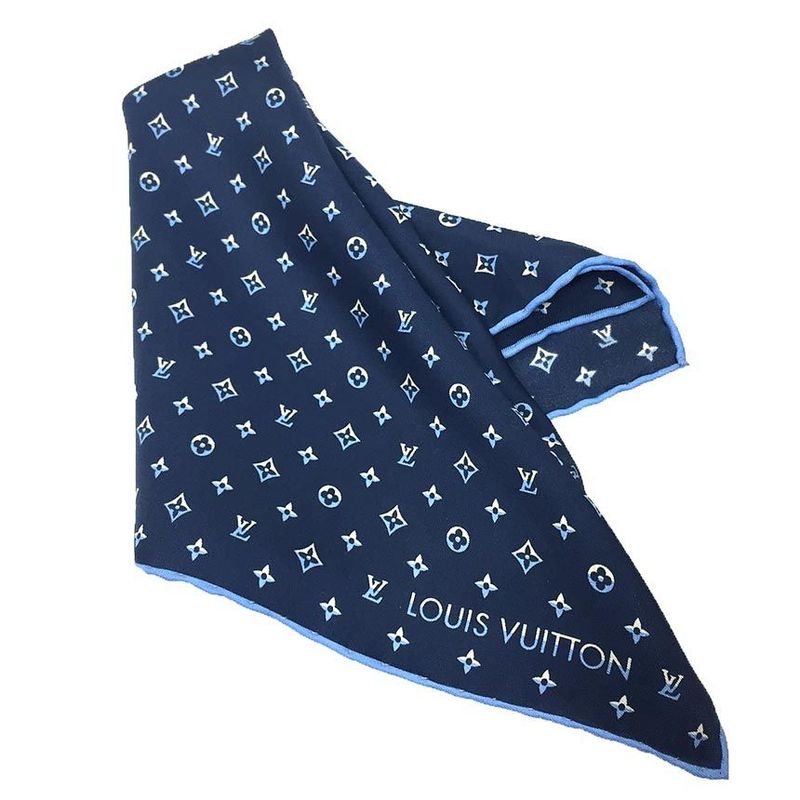 Louis Vuitton Monogram Scarf M79555 Navy Pocket Chief Unused Aq11921