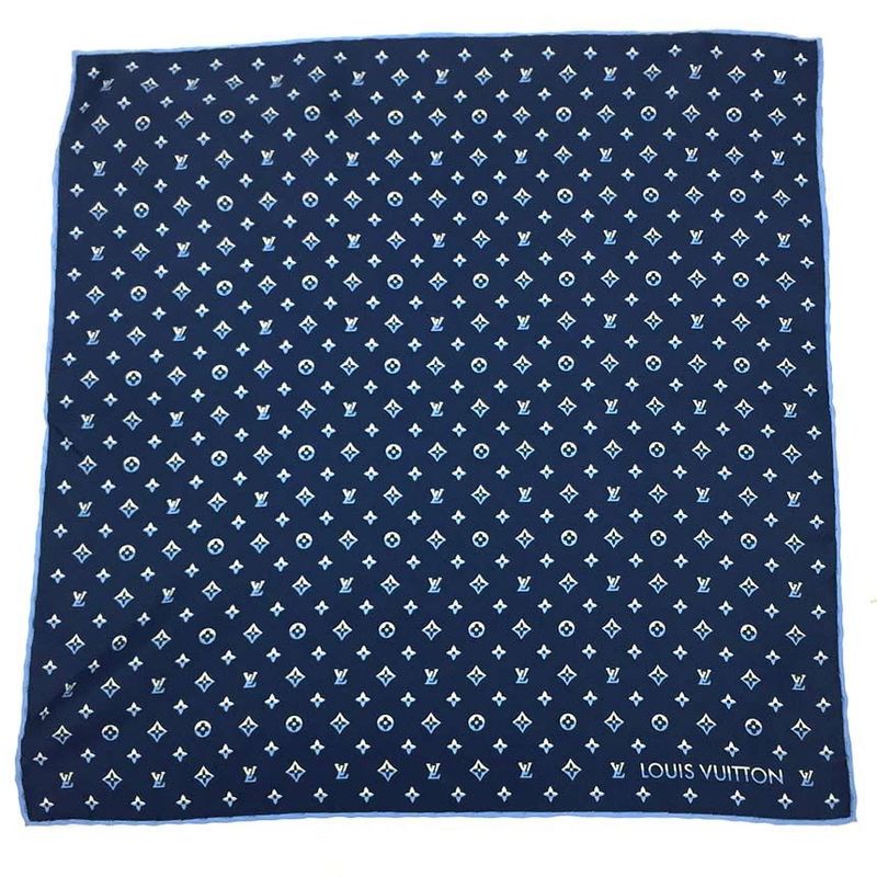 Louis Vuitton Monogram Scarf M79555 Navy Pocket Chief Unused Aq11921