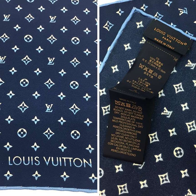 Louis Vuitton Monogram Scarf M79555 Navy Pocket Chief Unused Aq11921