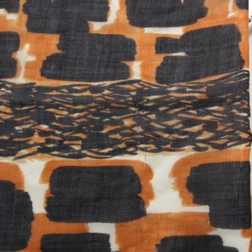 Balenciaga Shawl Tiger Pattern Cassisil Cashmere Silk Blend Black Orange JS