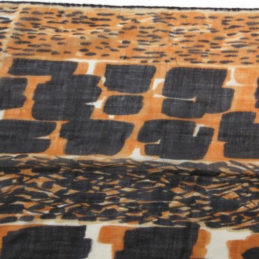 Balenciaga Shawl Tiger Pattern Cassisil Cashmere Silk Blend Black Orange JS
