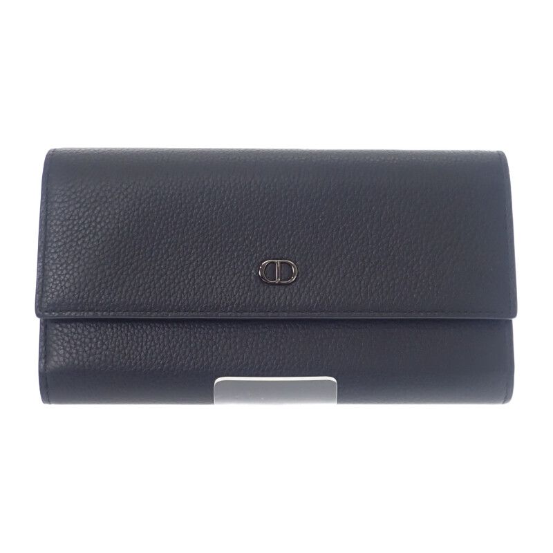 Dior Long Flap Wallet 2esbc312cdi_h00n Long Wallet Calf Black Silver Hardware