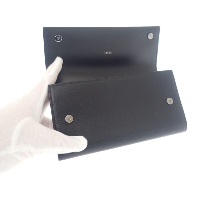 Dior Long Flap Wallet 2esbc312cdi_h00n Long Wallet Calf Black Silver Hardware
