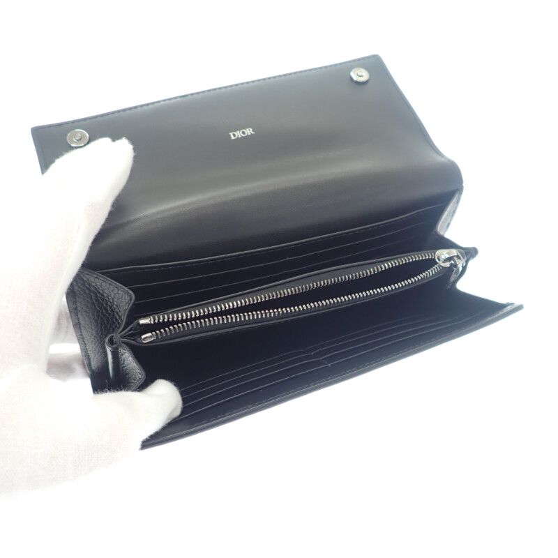 Dior Long Flap Wallet 2esbc312cdi_h00n Long Wallet Calf Black Silver Hardware