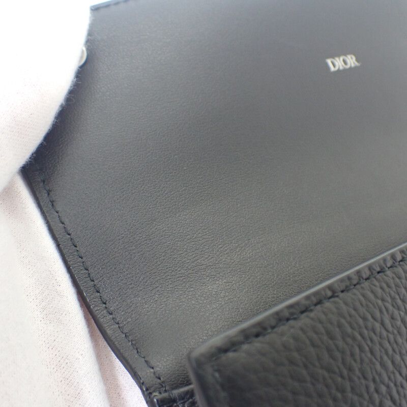 Dior Long Flap Wallet 2esbc312cdi_h00n Long Wallet Calf Black Silver Hardware