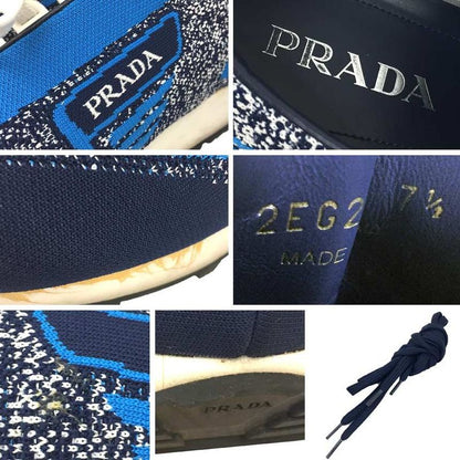 Prada Sneakers 7.5 Size 26.5cm (10.43in) Navy Blue Knit Sneakers Men's Shoes