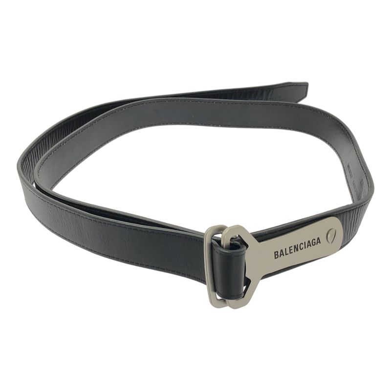Balenciaga - 2023ss - Bottle Opener Logo Leather Belt - Unisex - Black - Men's