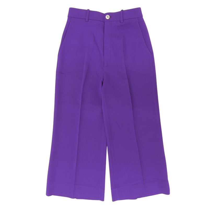 Gucci 529540 Shell Logo Button Center Press Cropped Wide Pants Purple 38 Made