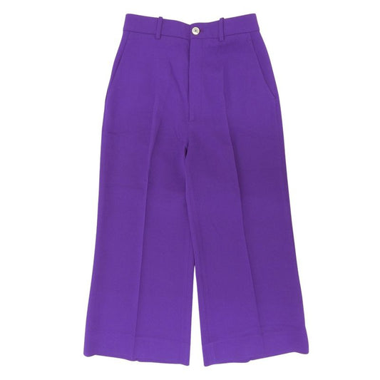 Gucci 529540 Shell Logo Button Center Press Cropped Wide Pants Purple 38 Made
