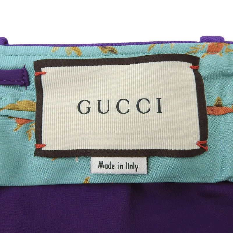 Gucci 529540 Shell Logo Button Center Press Cropped Wide Pants Purple 38 Made
