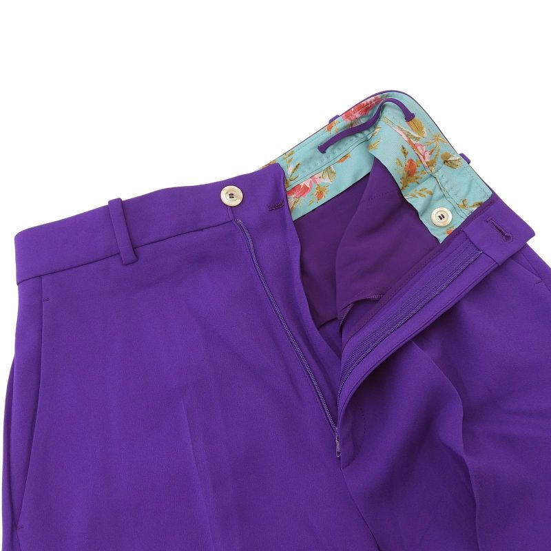 Gucci 529540 Shell Logo Button Center Press Cropped Wide Pants Purple 38 Made