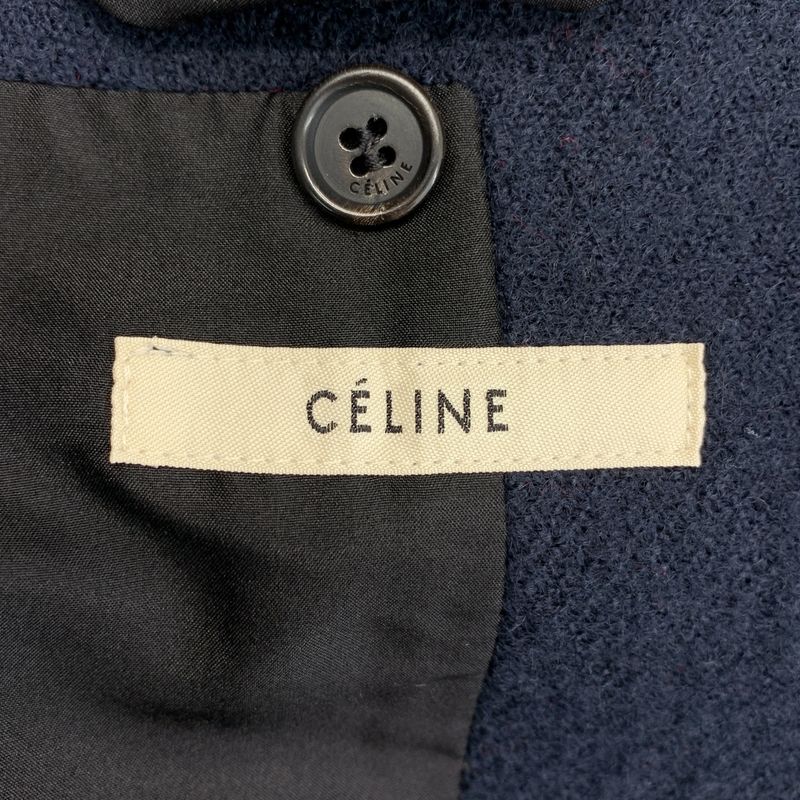 Celine | Phoebe Period Wool Crombie Overcoat Fully Lined | 36 | Dark Navy |