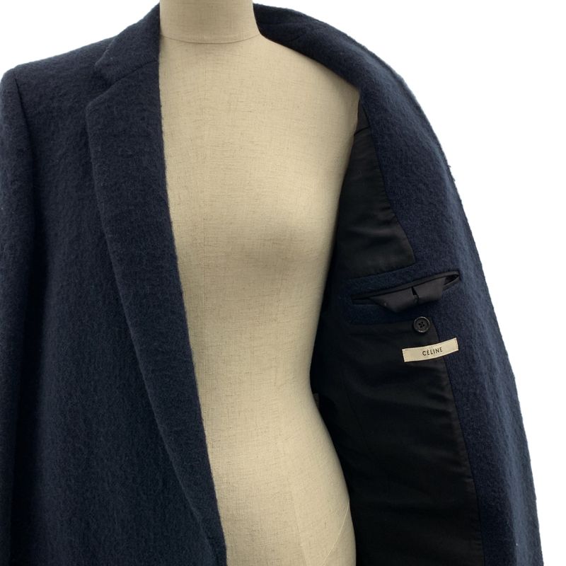 Celine | Phoebe Period Wool Crombie Overcoat Fully Lined | 36 | Dark Navy |