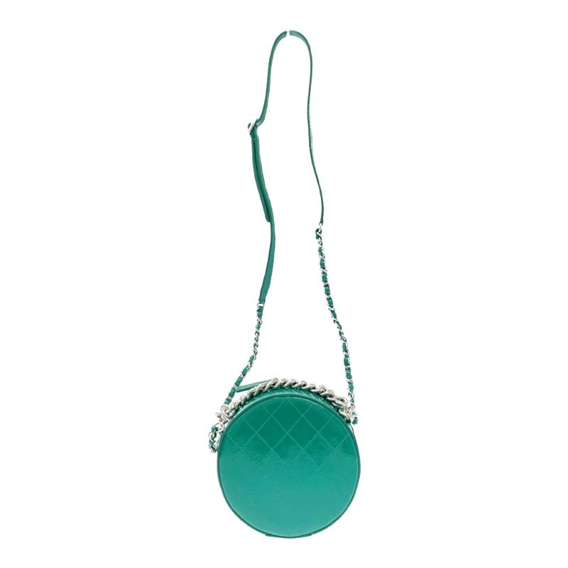 Chanel A91946 Patent Leather Round As Earth Chain Shoulder Bag Green 503432