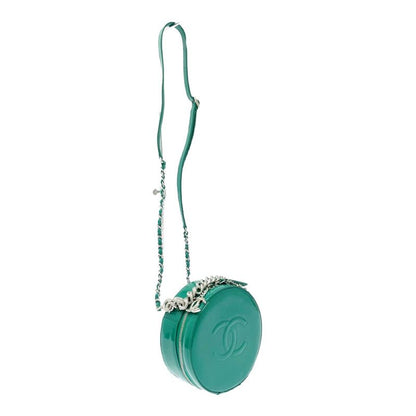 Chanel A91946 Patent Leather Round As Earth Chain Shoulder Bag Green 503432