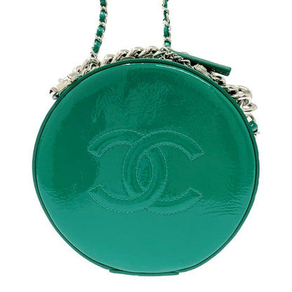 Chanel A91946 Patent Leather Round As Earth Chain Shoulder Bag Green 503432