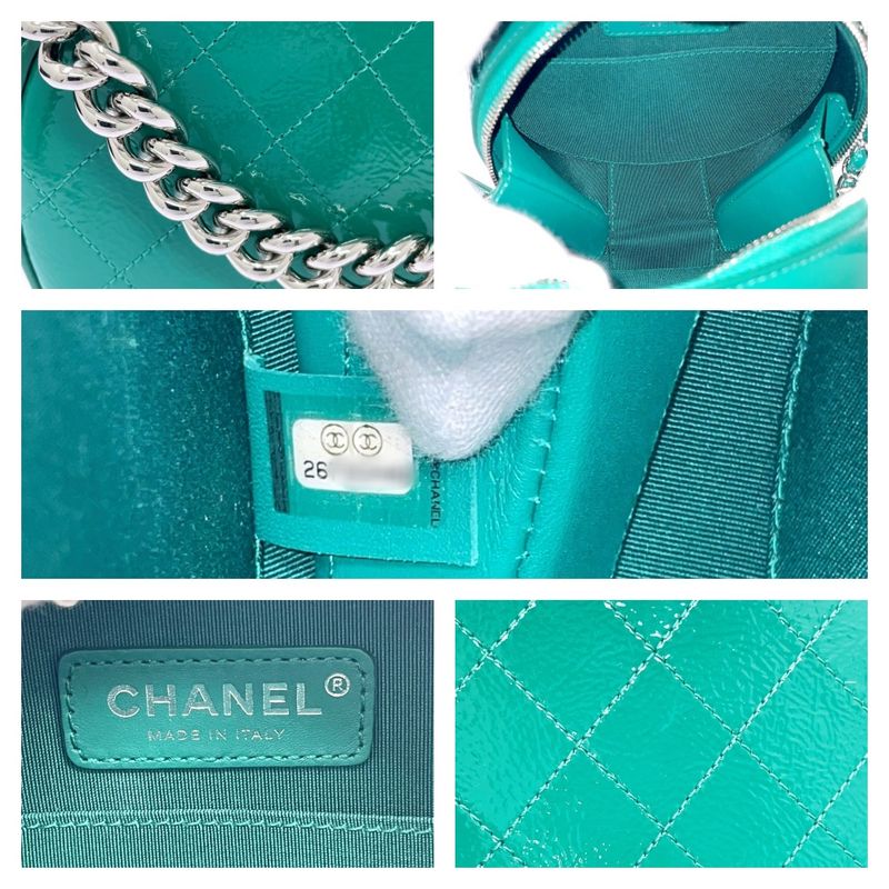 Chanel A91946 Patent Leather Round As Earth Chain Shoulder Bag Green 503432