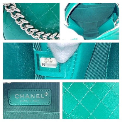 Chanel A91946 Patent Leather Round As Earth Chain Shoulder Bag Green 503432