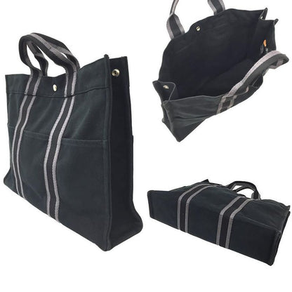 Hermes Fourre Tout MM Tote Bag Men Women Canvas Black Aq11873