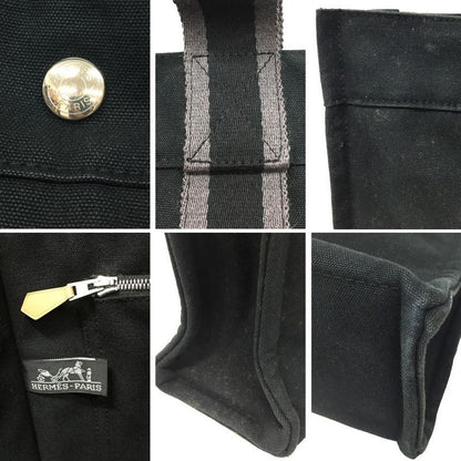 Hermes Fourre Tout MM Tote Bag Men Women Canvas Black Aq11873