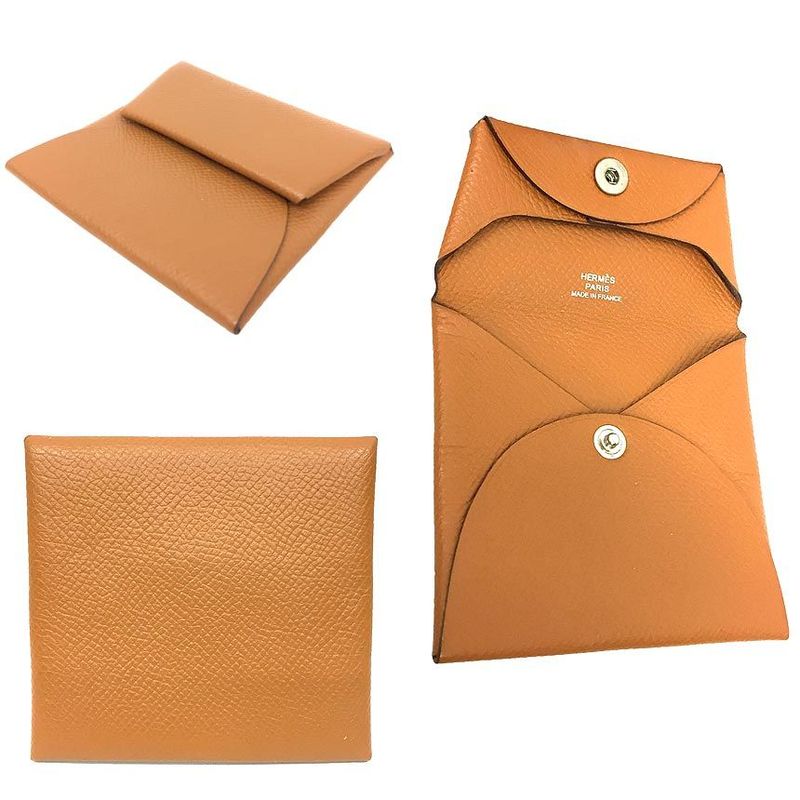 Hermes Bastia Coin Case Coin Purse Porte-monnaie Bastia Gold Camel Aq11868