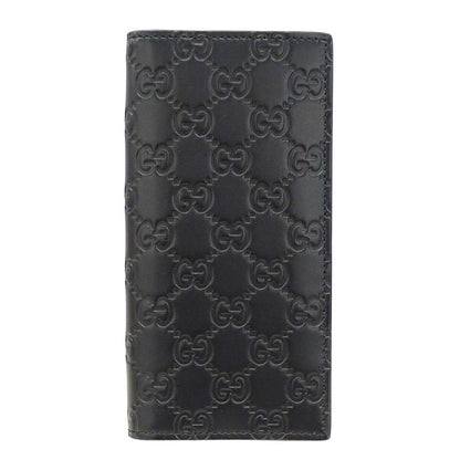 Gucci Wallets Men's Branded Long Wallet Cima Leather Black 779828 Foldable Logo