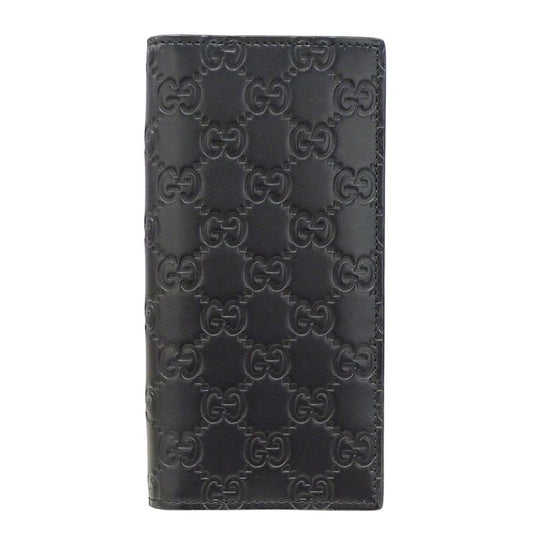 Gucci Wallets Men's Branded Long Wallet Cima Leather Black 779828 Foldable Logo