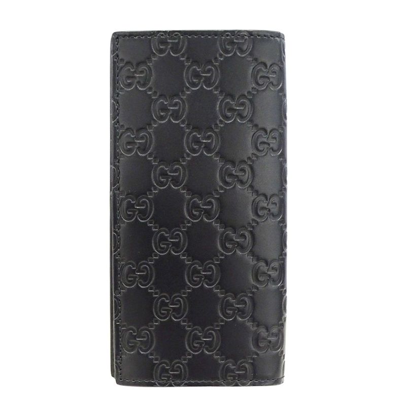 Gucci Wallets Men's Branded Long Wallet Cima Leather Black 779828 Foldable Logo