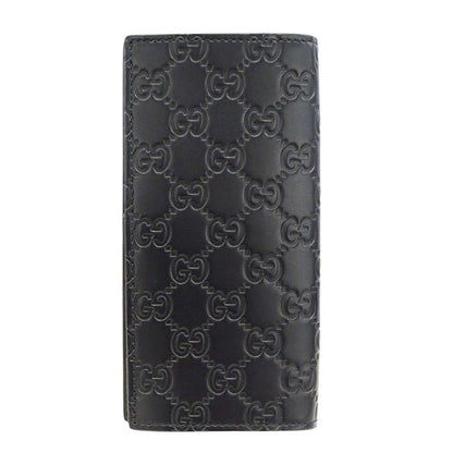 Gucci Wallets Men's Branded Long Wallet Cima Leather Black 779828 Foldable Logo