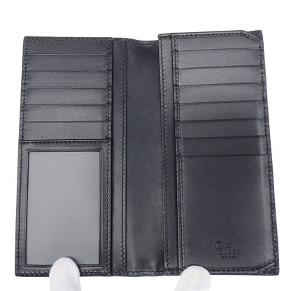 Gucci Wallets Men's Branded Long Wallet Cima Leather Black 779828 Foldable Logo