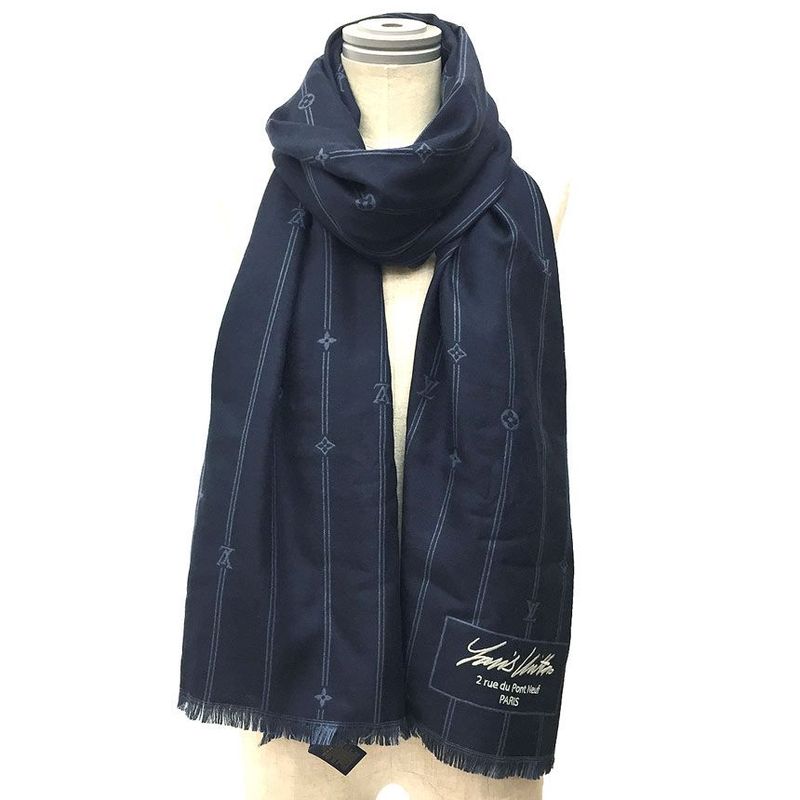 Louis Vuitton Etoile Monogram Stripes M79092 Navy Men's Shawl Never Used Aq11870