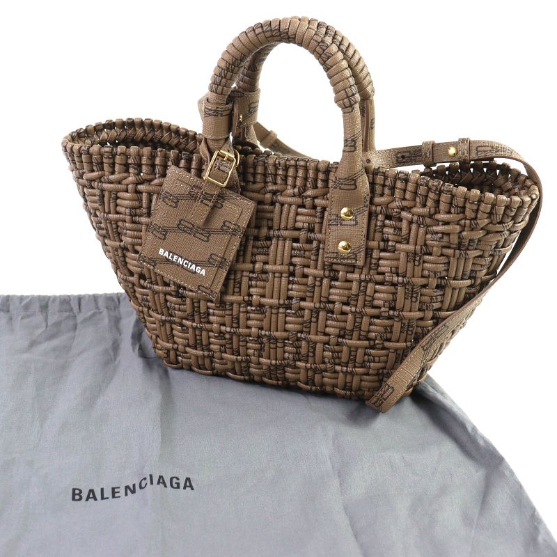 Balenciaga 671342 Bistro Basket XS 2WAY Handbag Shoulder Bag Brown With