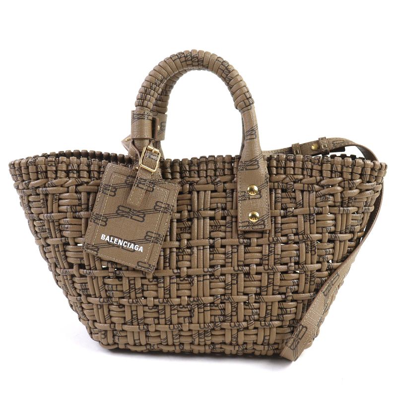 Balenciaga 671342 Bistro Basket XS 2WAY Handbag Shoulder Bag Brown With