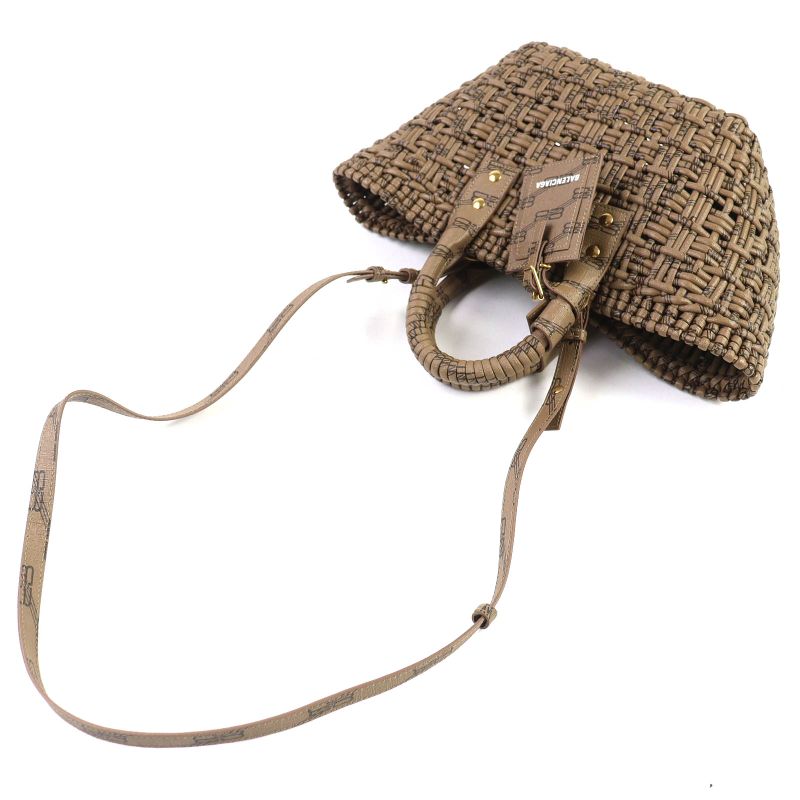 Balenciaga 671342 Bistro Basket XS 2WAY Handbag Shoulder Bag Brown With