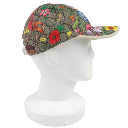 Gucci 603986 GG Supreme Flora Floral Pattern Baseball Cap Hat Beige Multicolor