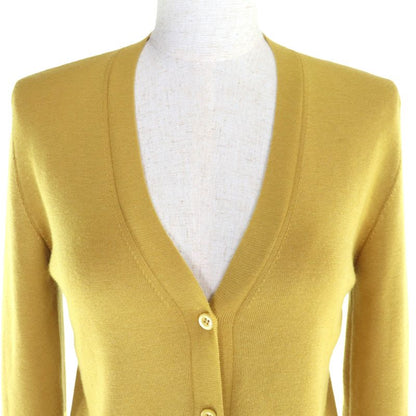 Prada P25609 Cashmere Silk V-neck Long Sleeve Knit Cardigan Mustard 42 Genuine