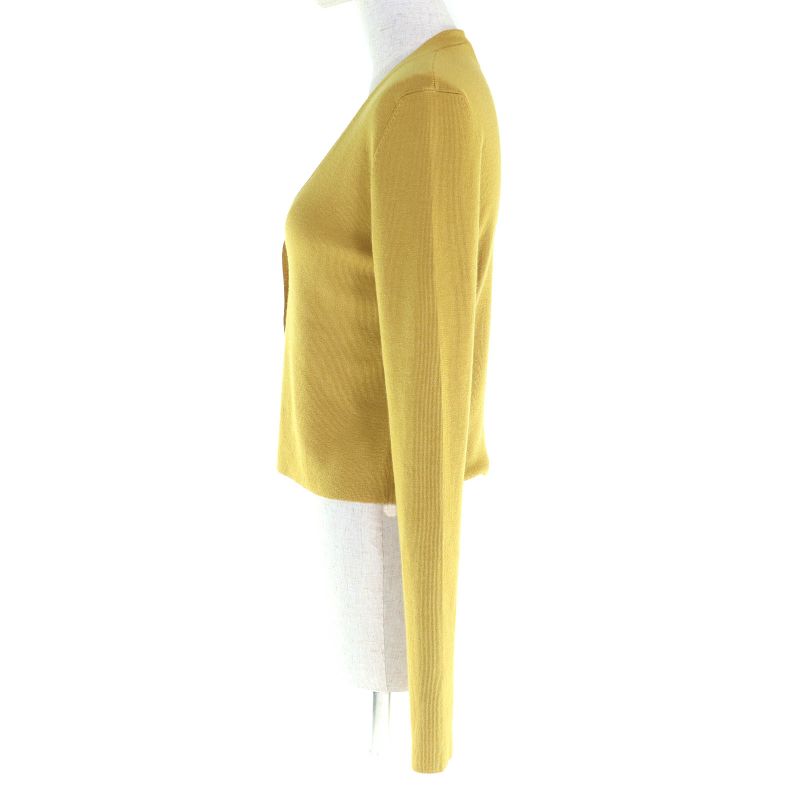 Prada P25609 Cashmere Silk V-neck Long Sleeve Knit Cardigan Mustard 42 Genuine