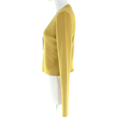 Prada P25609 Cashmere Silk V-neck Long Sleeve Knit Cardigan Mustard 42 Genuine