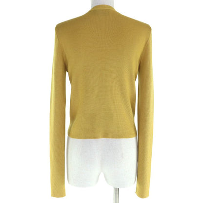Prada P25609 Cashmere Silk V-neck Long Sleeve Knit Cardigan Mustard 42 Genuine